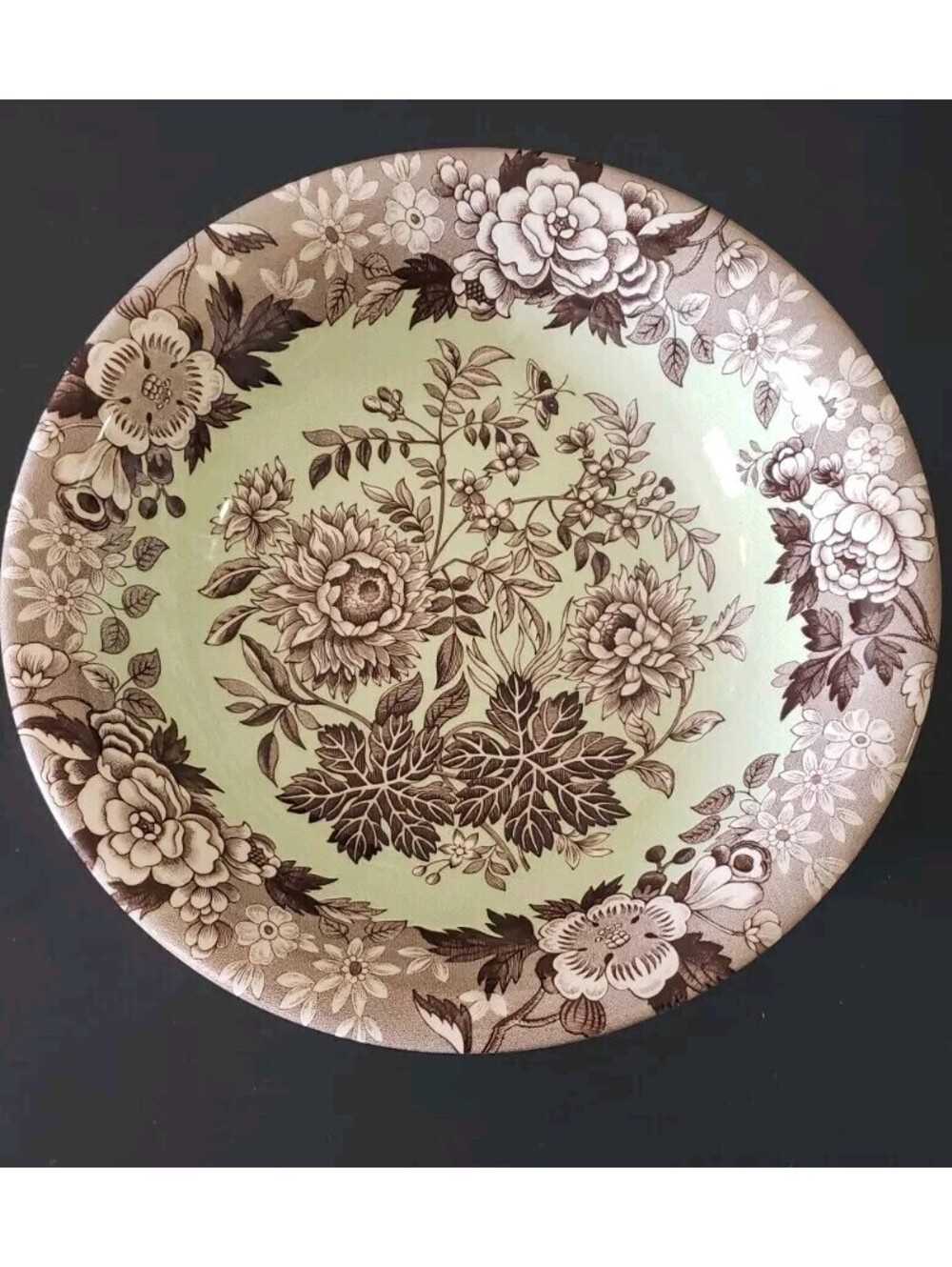 VTG Spode Bowl Green Blue Room Garden Collection 8" FLOWERS Jasmine England